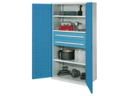 Materiaalkast Geperf Deuren 1950x1000x600mm 3legborden 2laden Ral5010