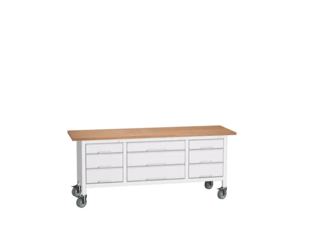 établi HxlxP 830x2000x600mm plateau multiplex équipement : 9tiroirs