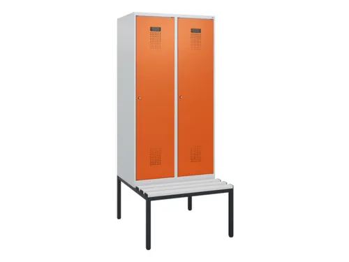 locker met bank,HxBxD 1950x800x815mm,2vak,vak B 400mm,cilinderslot