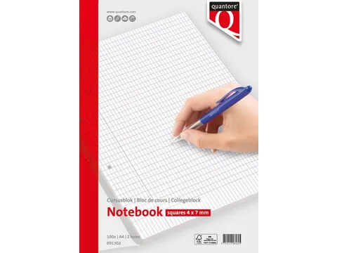 Cursusblok Quantore A4 ruit 4x8 commerciaal met kantlijn