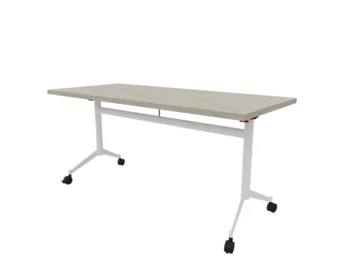 klaptafel,HxBxD 750x1600x700mm,hoekig,T-voet wit,ovale buis,blad beton