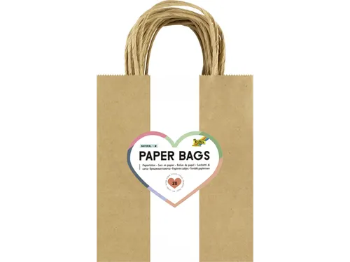Tas met handvat Folia kraftpapier 125gr 18x21x8cm 20 stuks naturel
