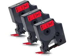 Labeltape Dymo Compatible 45017 D1 12mmx7m Zwart Op Rood