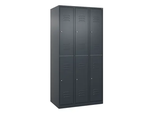 dubbeldekse locker,HxBxD 1850x900x500mm,3x2vak.,vak B 300mm,cil.-slot