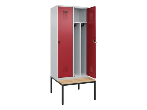 locker met bank,voor scheiding van kleding,HxBxD 2120x800x815mm,2vak