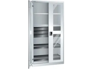 vitrinekast,HxBxD 1950x1000x580mm,4xStalen bodem,3lade(n),key lock - 1