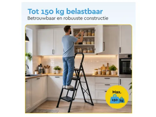 Huishoudtrap BRASQ 4 treden SLM400 zwart