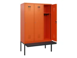 locker met bank,HxBxD 1950x1200x815mm,3vak,vak B 400mm,cilinderslot