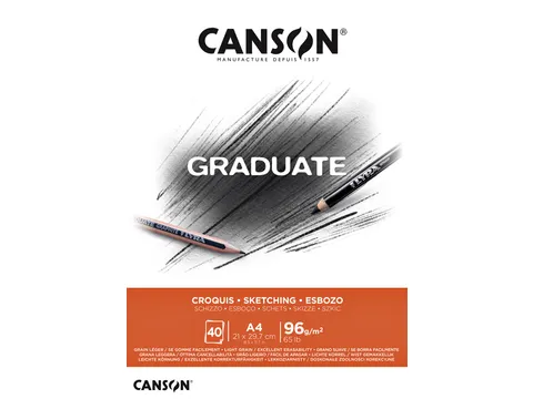 Schetspapier Canson Graduate Sketch 40vel 96gr A4 natuurlijk wit