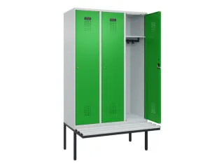 locker met bank,HxBxD 2120x1200x815mm,3vak,vak B 400mm,cilinderslot - 1