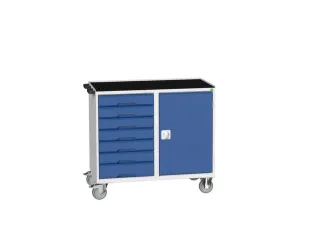 montagetafel 965x1050x550mm staalblad 7 laden kast front RAL5010 - 1