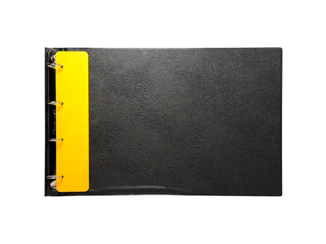 Ringmap harde kaft PVC ronde rug 4 ringen 30mm A3 Horizontaal Zwart