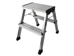 Verrijdbaar Vouwtrapje Aluminium 2x2treden 4 Geveerde Wielen Blauw