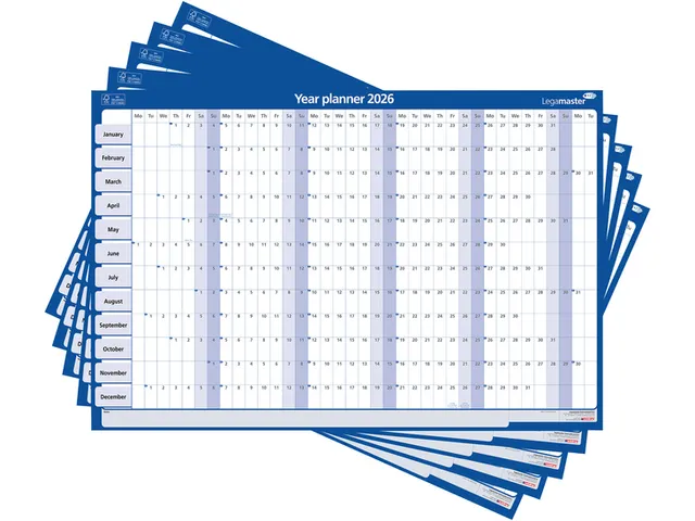 Planning annuel 2026 Legamaster 90x60cm horizontal laminé EN