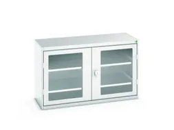 vitrinekast 800x1300x550mm 2xStalen bodem romp RAL7035 front RAL7035