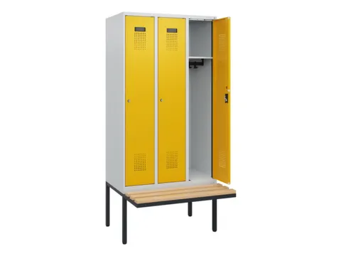locker met bank,HxBxD 1950x900x815mm,3vak,vak B 300mm,cilinderslot