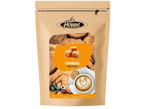 Koekjes Hoppe Cookies fairtrade caramel zeezout circa 125stuks