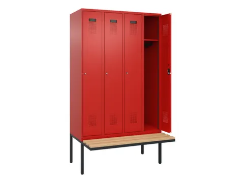 locker met bank,HxBxD 2120x1200x815mm,4vak,vak B 300mm,cilinderslot