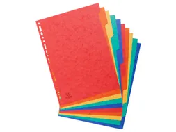 Tabbladen glanskarton 225g 10-delig A4 Assorti