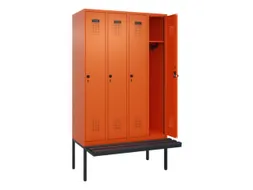 locker met bank,HxBxD 2120x1200x815mm,4vak,vak B 300mm,draaigrendel