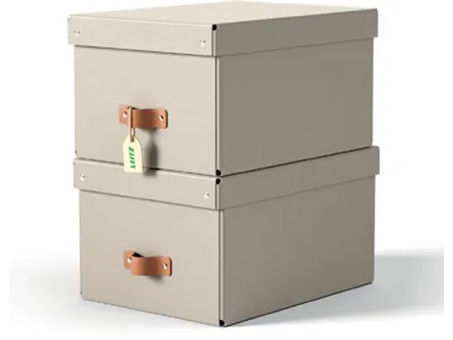 Puro opbergdoos medium A4 17 liter beige 2 stuks
