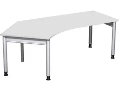 In hoogte verstelbaar hoekbureau 680-820x2166x1130mm lichtgrijs zilver