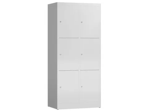 Lockerkast 1800x800x500mm 2x3 vakken cilinderslot, sokkel, RAL7035