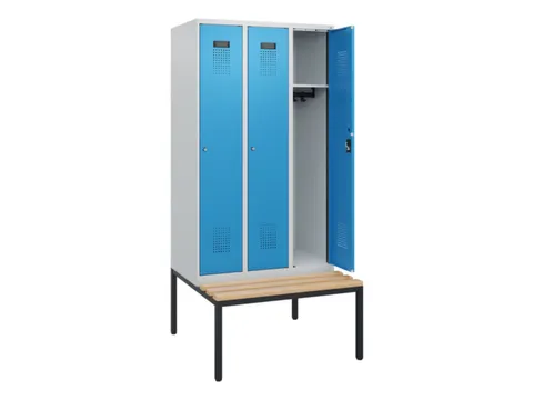 locker met bank,HxBxD 1950x900x815mm,3vak,vak B 300mm,cilinderslot