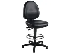 Werkplaatsstoel 590-840mmx460x440mm Kunstleer Zwart Voetring Glijders