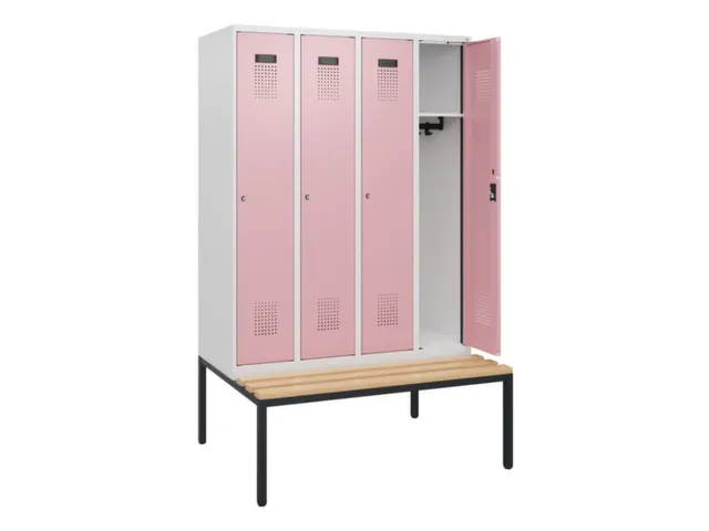 locker met bank,HxBxD 1950x1200x815mm,4vak,vak B 300mm,cilinderslot