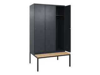 locker met bank,HxBxD 2120x1200x815mm,3vak,vak B 400mm,cil.-slot - 2