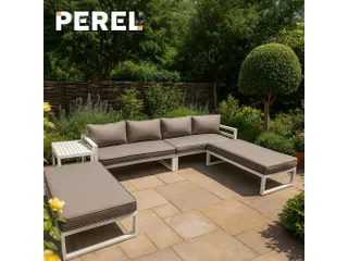 Loungeset aluminium Wit/Grijs 8-zits tuinset met bijzettafel - 2