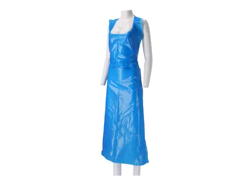 Schort CMT 125x80cm 25mu geruwd op rol PE blauw 100 stuks