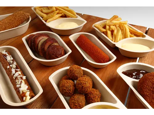 Snackbakje IEZZY A7L suikerriet PFAS-vrij 132x97x15mm 50 stuks