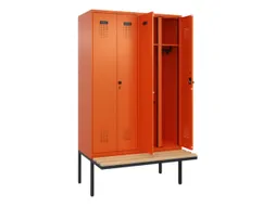locker met bank,voor scheiding van kleding,HxBxD 2120x1200x815mm,4vak