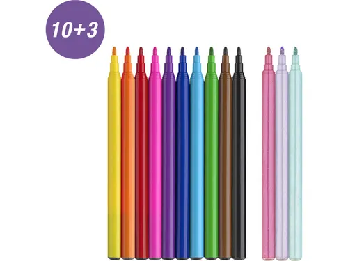Viltstiften Faber-Castell Unicorn 10x standaard kleuren + 3x pastel kl