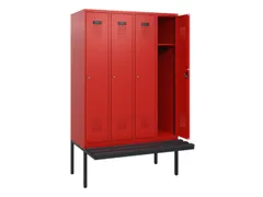 locker met bank,HxBxD 1950x1200x815mm,4vak,vak B 300mm,cilinderslot
