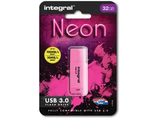 Integral Neon Usb-Stick 3.0, 32Gb, Roze - 1