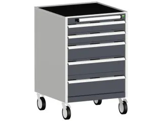ladekast verrijdbaar 980x650x650mm 5laden romp RAL7035 front RAL7016 - 1