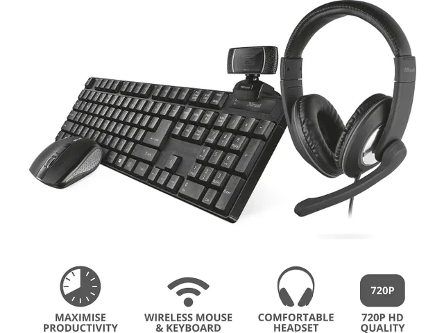 Qoby 4in1 Home Office set Azerty toetsenbord met muis en Webcam