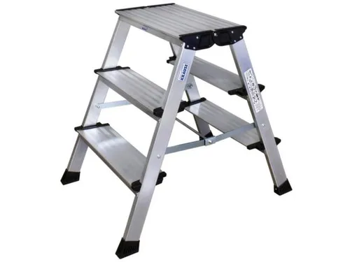 Verrijdbaar Vouwtrapje Aluminium 2x3treden 4 Geveerde Wielen Alumin