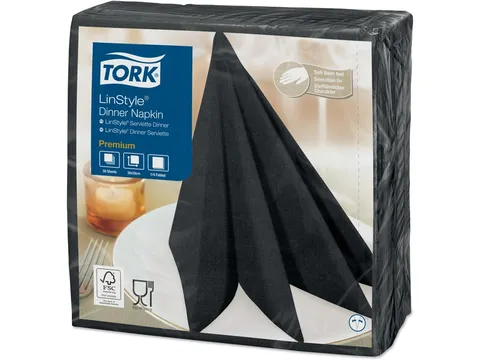 Dinerservet Tork Linstyle Premium 1/4 vouw 1-laags 390x390mm 50 vel zw
