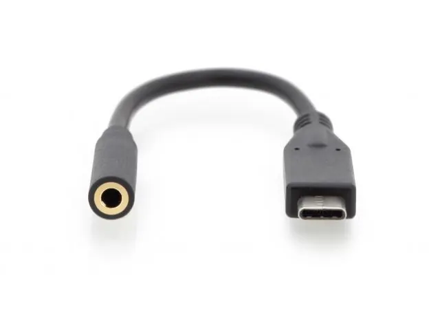 USB Type-C audioadapterkabel 3,5mm St/Bu 0,2m audio in/uit Zwart