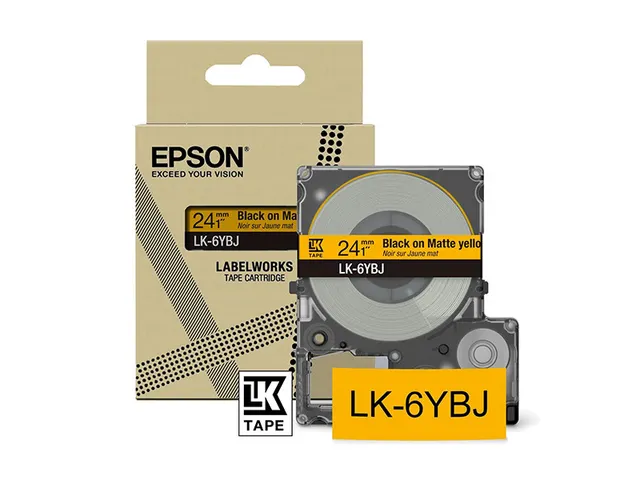C53S672076 Epson 24mm geel zwart LK-6YBJ lettertape mat 8m