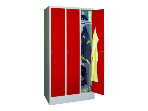 locker,HxBxD 1850x900x500mm,3vak,vak B 300mm,RAL7035,front RAL3000