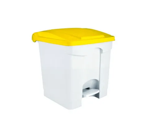 Contitop,afvalbak met pedaal 30L wit/geel/VE:3
