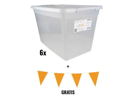 ACTION: 6 x DONAU Home boîte de rangement, 60 l + GRATUIT 1 x Guirlan