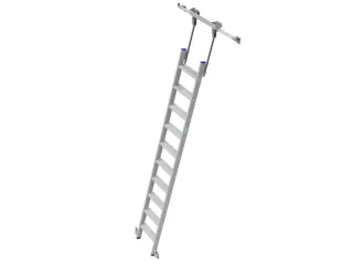 verrijdbare stellingladder,balk L 2,7m,v. H tot 2,83m,10,treden - 3