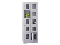 lockerkast,HxBxD 1850x600x500mm,2x5vakken,RAL7035,front RAL5010