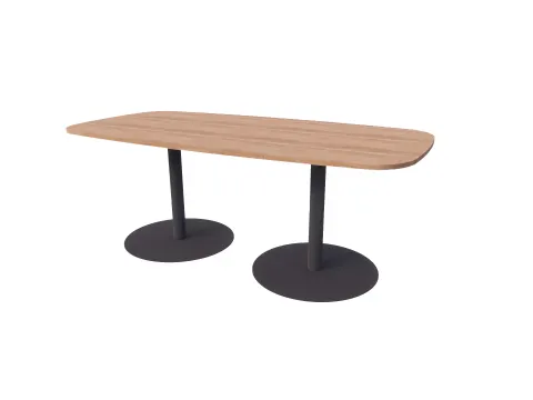 Linesto vergadertafel 200x100 deens ovaal hav/kers 25mm zwart